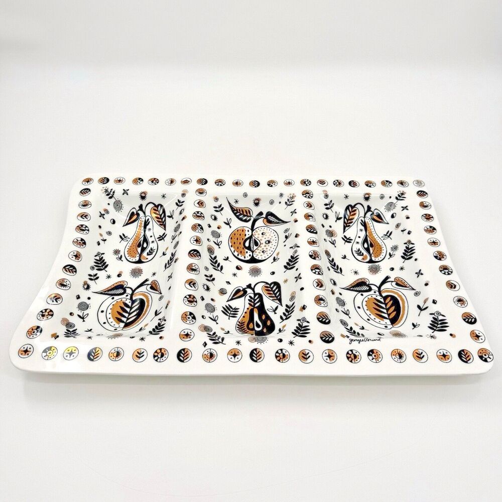 Vintage Georges Briard Forbidden Fruit Divided Serving Platter Large Mid Century